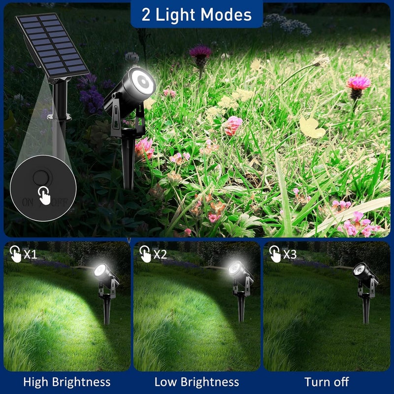 T-SUNUS Christmas Solar Landscape Spotlights White 6000K Metal, Garden Spot Lights Outdoor IP65 Waterproof 9.8ft Cable Separated Panel, Auto On/Off for Tree Flag Driveway Pathway Halloween Pool Area - Image 4